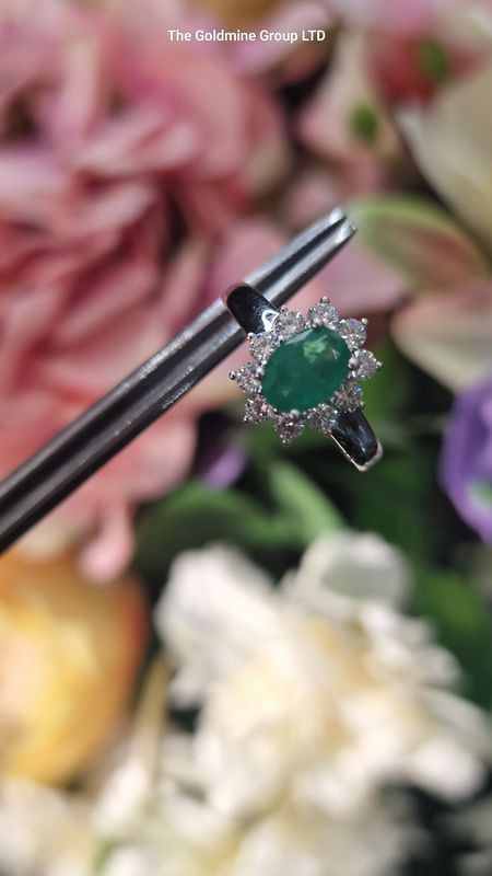 Emerald &amp; Diamond Flower Ring RCPC5