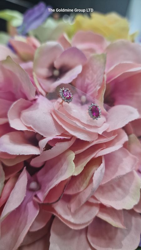 Ruby &amp; Diamond Flower Earrings RC290