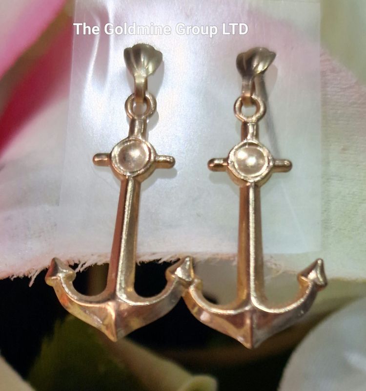 Gold Anchor Style Earrings MLS148