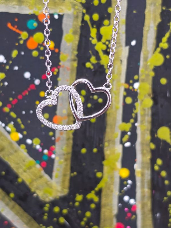 Silver CZ Heart Necklace