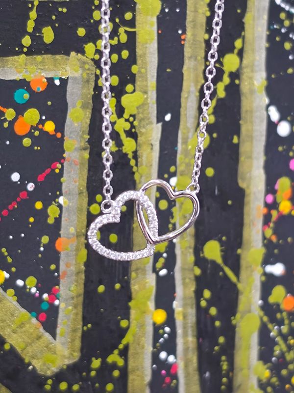 Silver CZ Heart Necklace