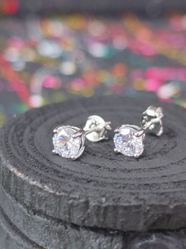 Silver Cubic Zircon Stud Earrings