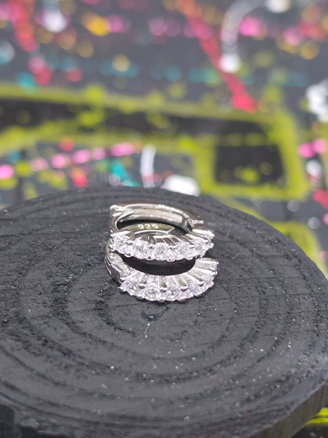 Silver Cubic Zirconia Huggie Earrings