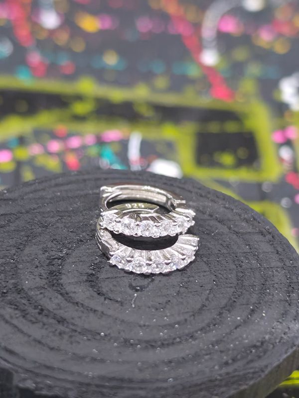 Silver Cubic Zirconia Huggie Earrings