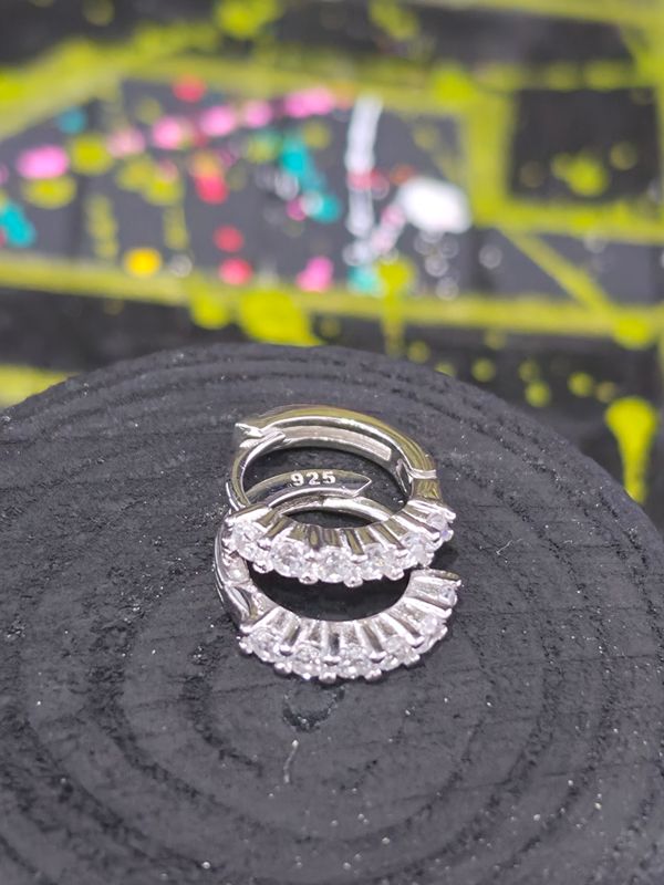 Silver Cubic Zirconia Huggie Earrings