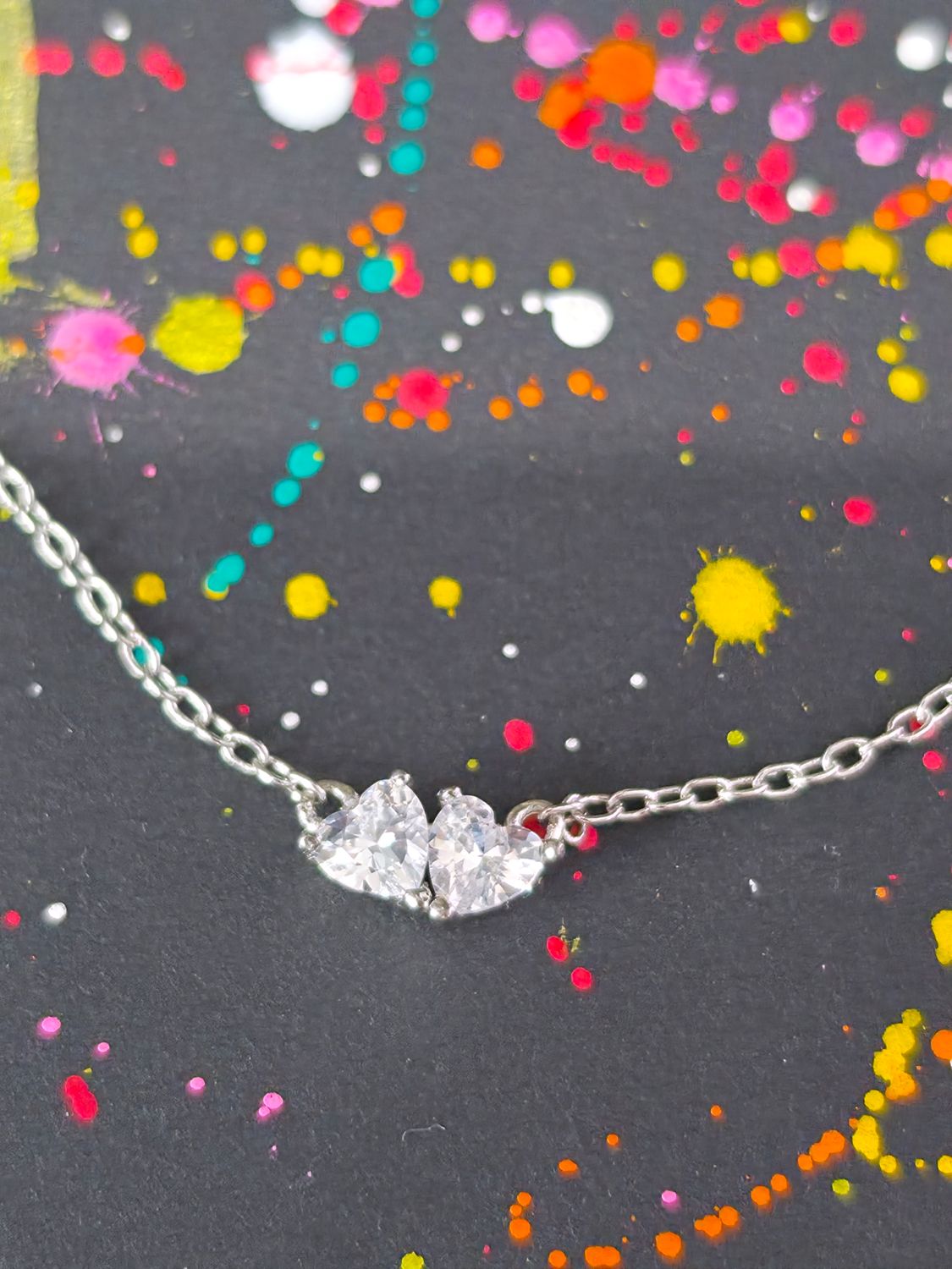 Silver Cubic Zirconia Heart Necklace