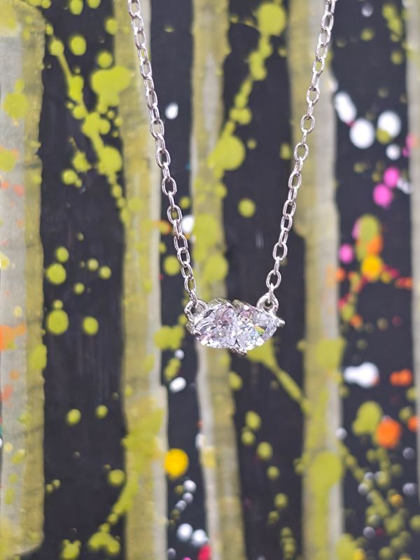 Silver Cubic Zirconia Heart Necklace