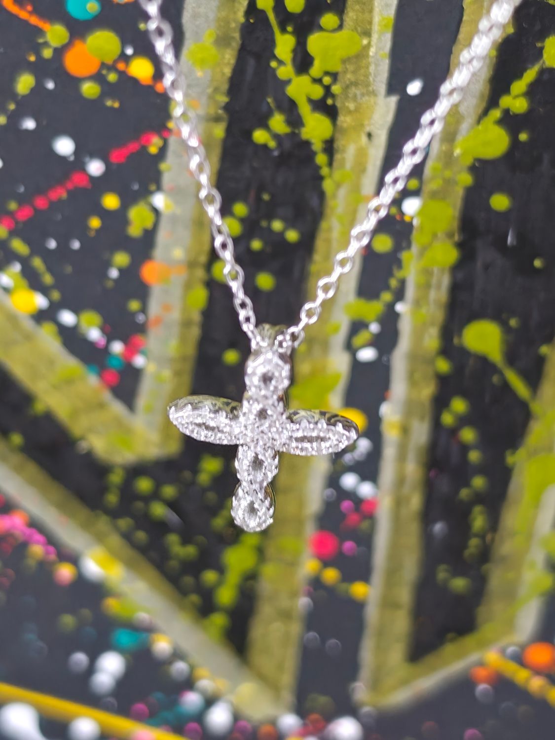 Silver Cubic Zirconia Cross Necklace