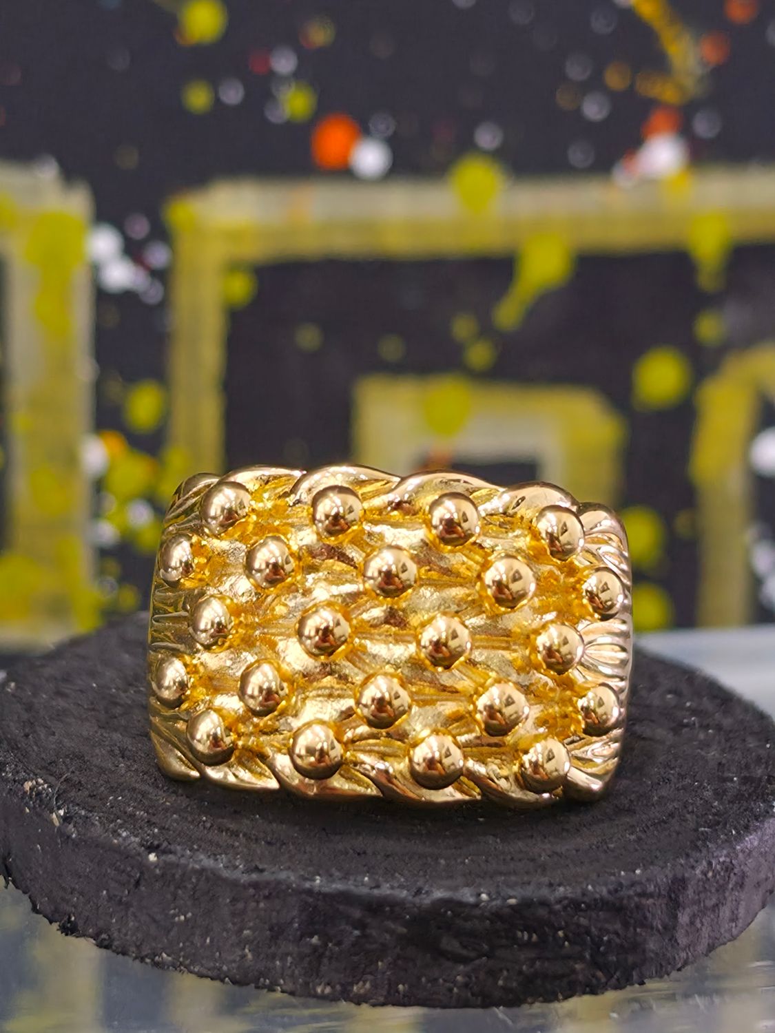 Silver Gold-Plate Keeper Ring Large 5 Row