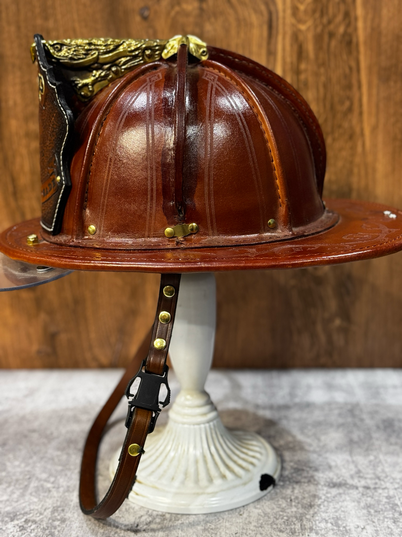 WCLPHENATURAL- Phenix TL-2 Leather Chinstrap With Chicago Screws And Quick Release Buckle