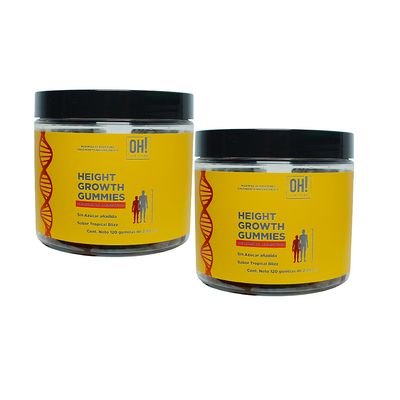 Pack 2 botes Height Growth Gummies sabor tropical blizz.