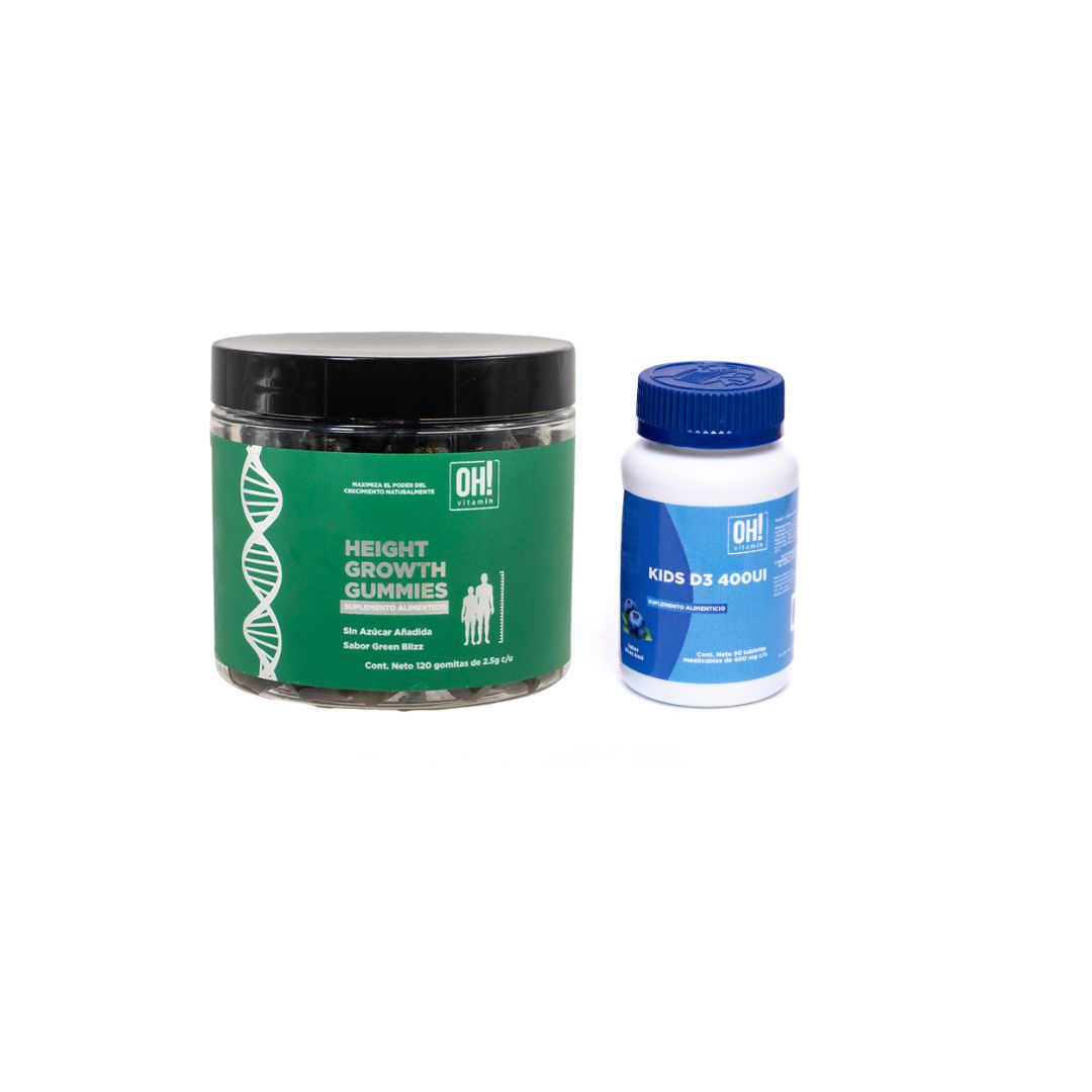 Kit Height Growth Gummies sabor green blizz + Kids D400