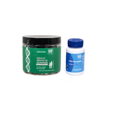 Kit Height Growth Gummies sabor green blizz + Kids D400