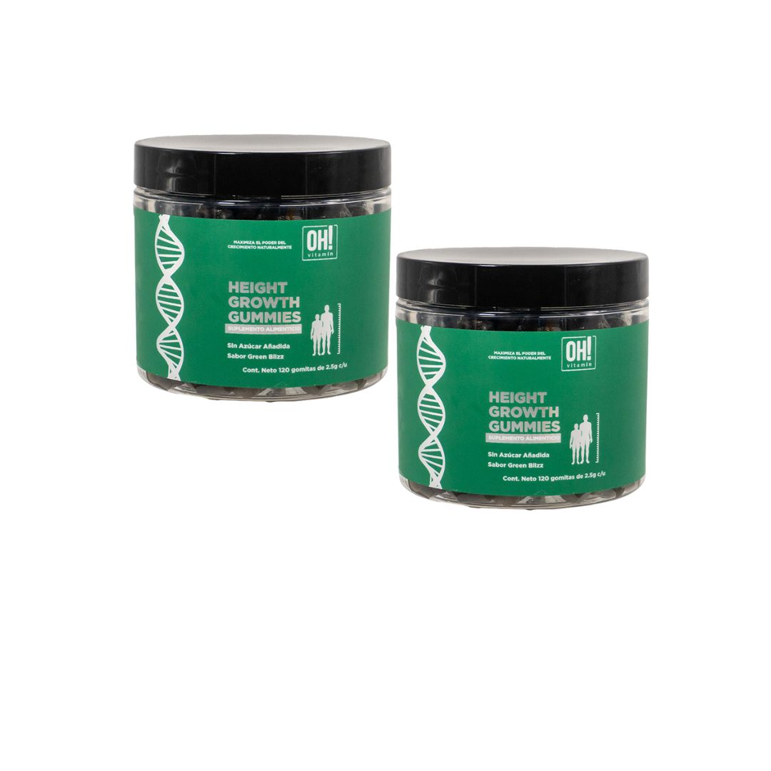 Pack 2 botes Height Growth Gummies sabor green blizz.
