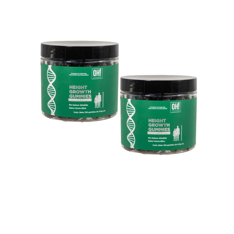 Pack 2 botes Height Growth Gummies sabor green blizz.