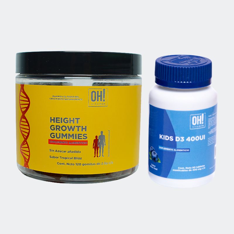 Kit Height Growth Gummies sabor tropical blizz + Kids D400