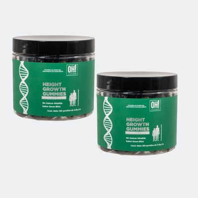Pack 2 botes Height Growth Gummies sabor green blizz.