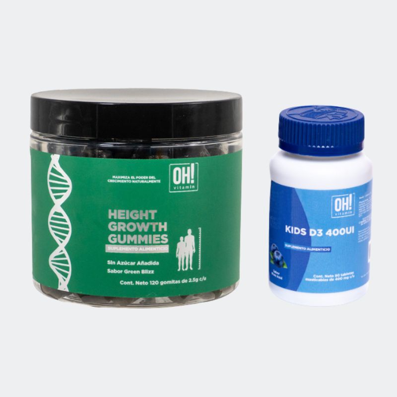 Kit Height Growth Gummies sabor green blizz + Kids D400