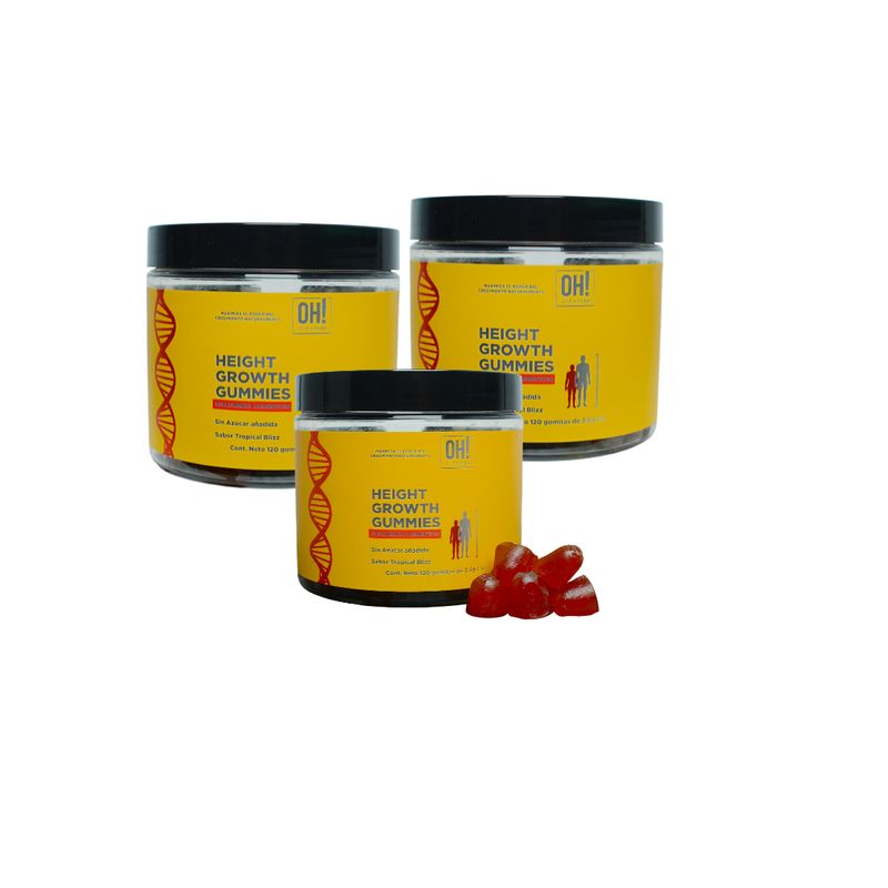 Pack 3 Botes Height Growth Gummies sabor tropical blizz