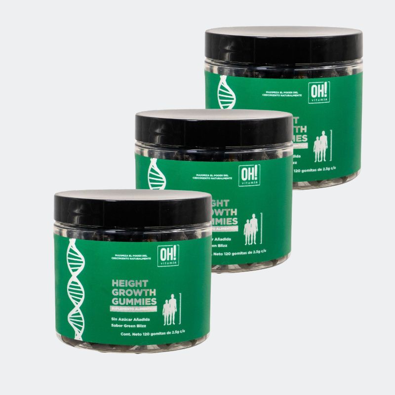 Pack 3 botes Height Growth Gummies sabor green blizz