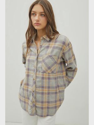 Plaid Flannel Long Sleeve Oversize Button Up Shirt