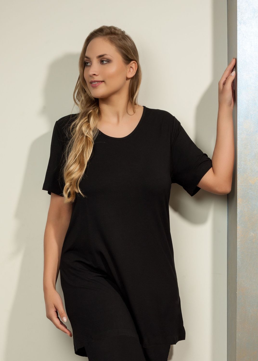 Big Shirt Bamboo, Short Sleeves, Black