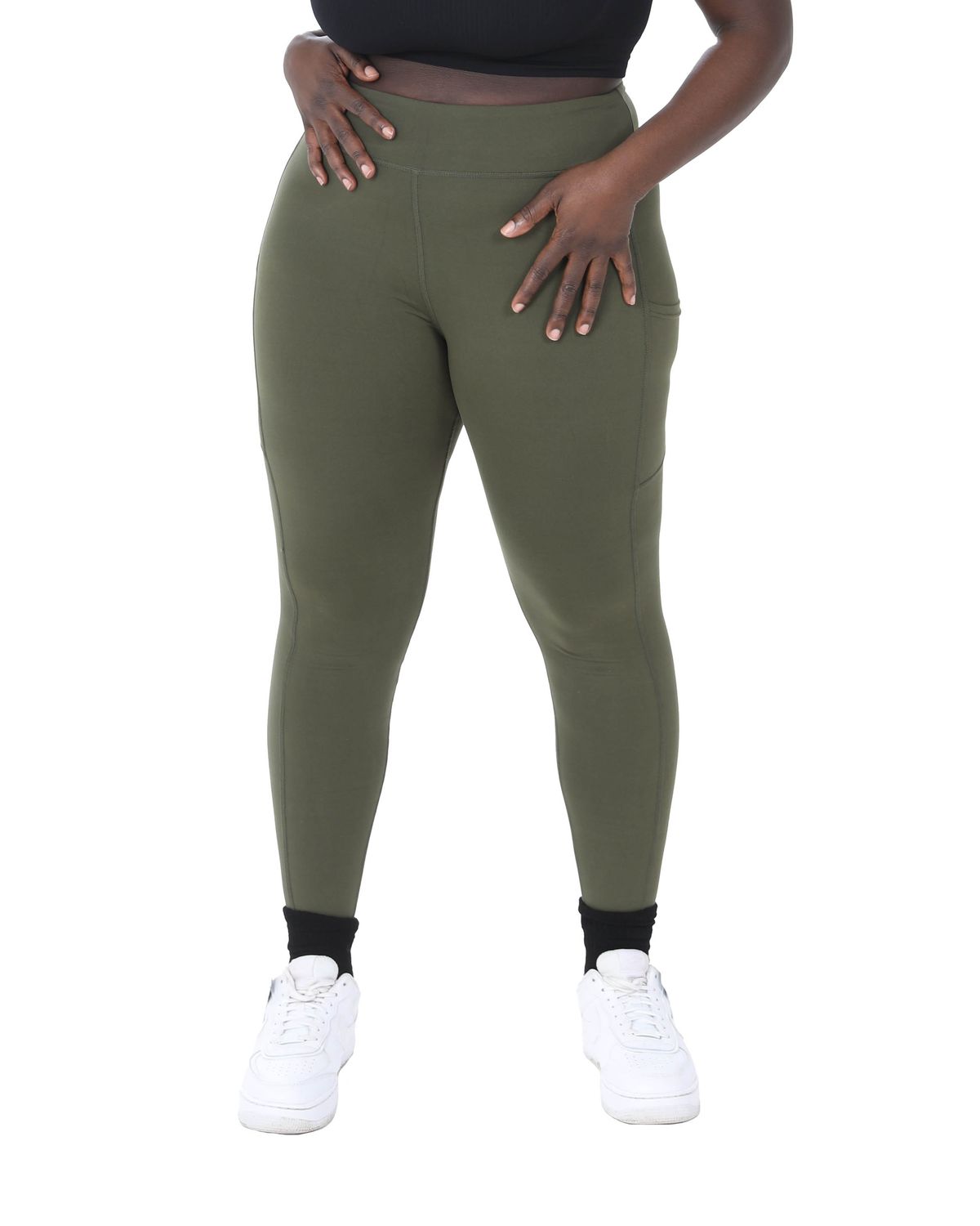 Legging met zakjes -  Donker kaki groen