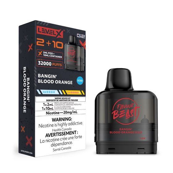 Flavour Beast Level X G2 Pods 32k, Flavour: Bangin&#39; Blood Orange Iced