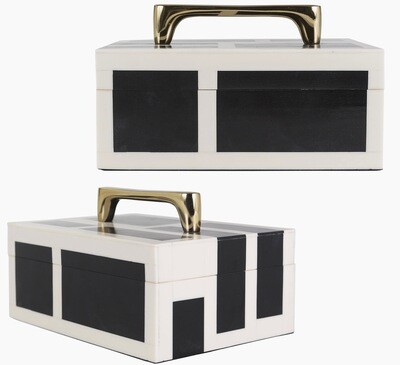 Black and White box gold handle LARGE