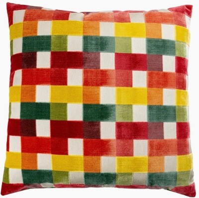Color checked pillow red/yellow/green