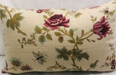Lumbar pillow Raspberry floral front with Polka dot reverse