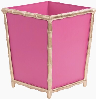 Bright Pink and Gold Wastebasket