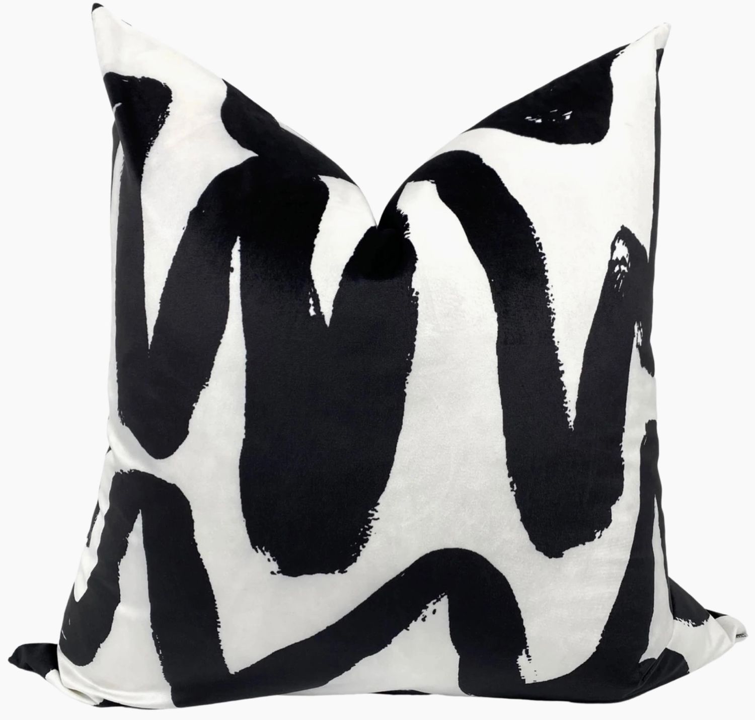 Black and White Brush Strokes Pillow