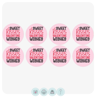 Sweet kisses Valentine wishesCupcake Toppers