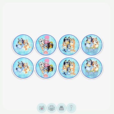 Bluey and friends Edible cupcake topper design