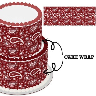 Paisley cake border edible red paisley cake wrap