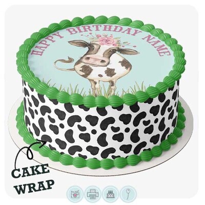 Cow Print Edible Cake Wrap
