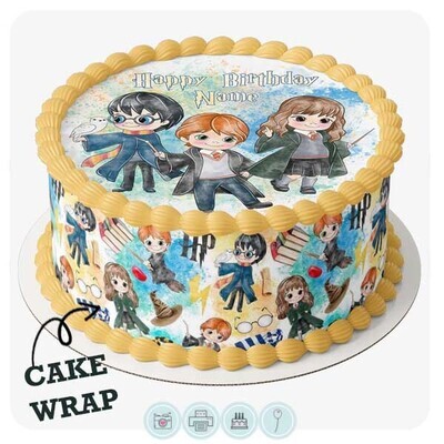 Watercolour Cute Harry Potter Edible Cake Wrap