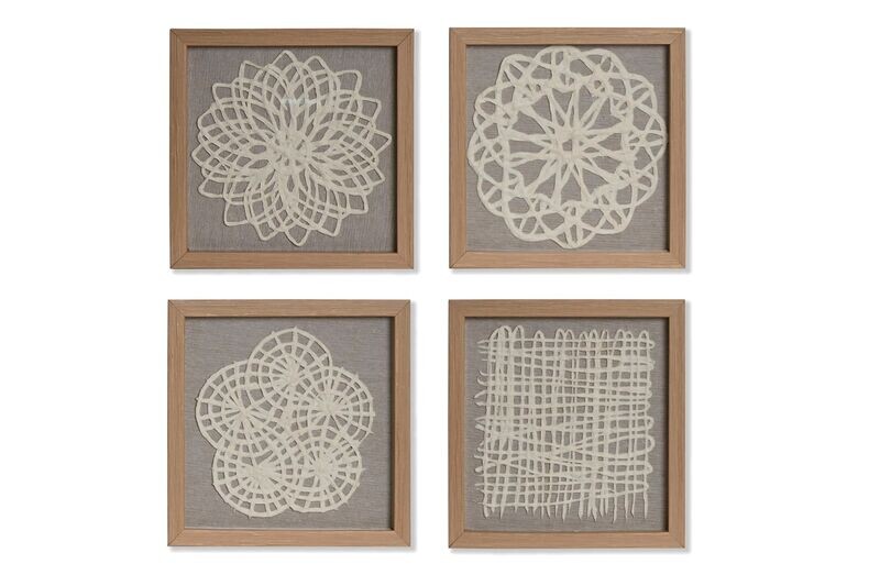 CUADRO SET 4 CRISTAL PAPAEL MACHE