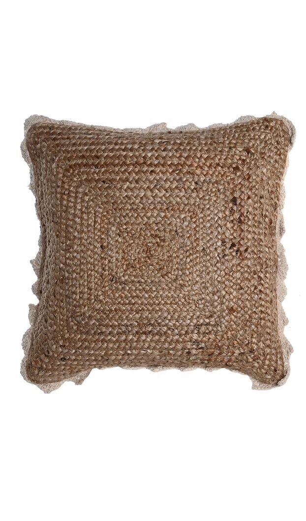 COJIN YUTE CON RIBETE MACRAME MARRON
