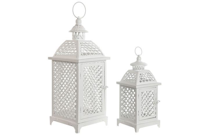 FAROLA SET DE 2 HIERRO BLANCO