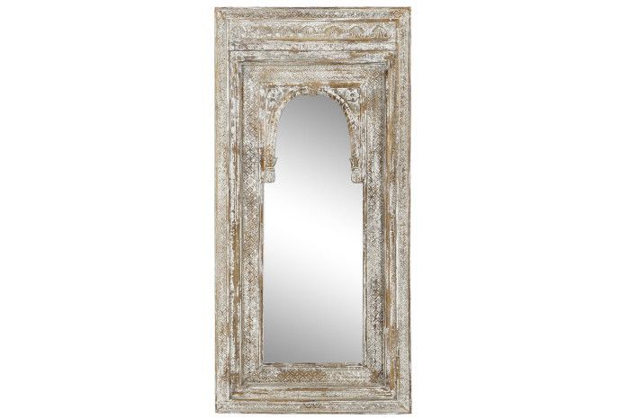 ESPEJO MADERA 68X8X145 TALLADO A MANO BLANCO