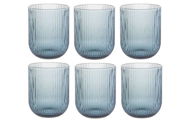 VASOS CRISTAL RAYADO AZUL 240ML