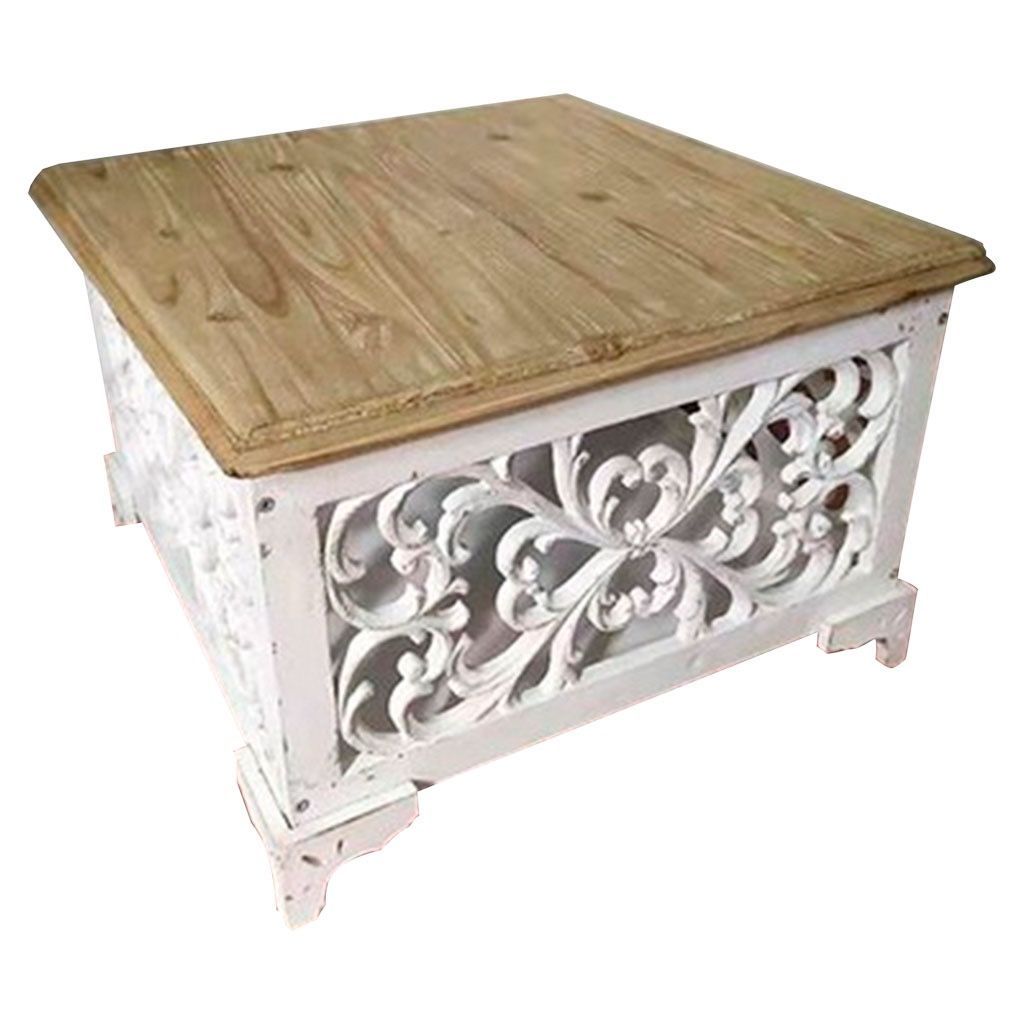 MESA AUXILIAR DE MADERA ACABADO ENVEJECIDO