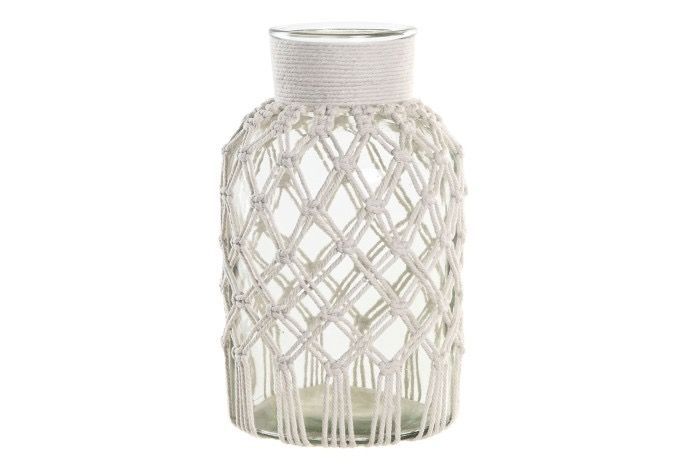 JARRON DE CRISTAL Y MACRAME
