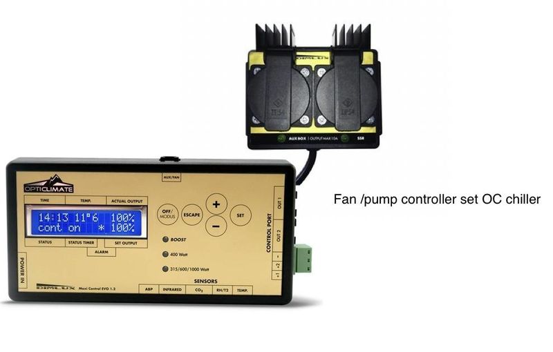 Ventilator / pompcontroller ingesteld voor OC Chiller EU: 1 unit