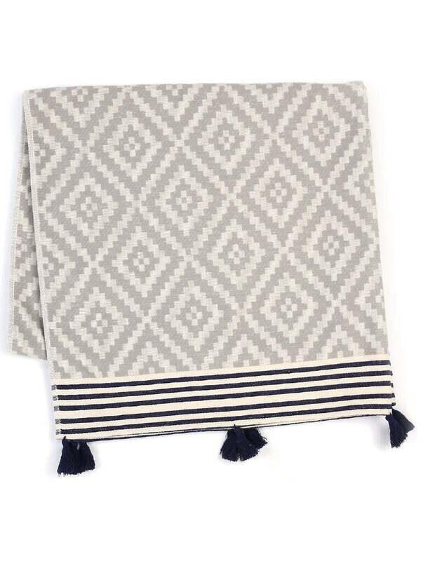 Merida Turkish Towel / Blanket - Gray &amp; Black