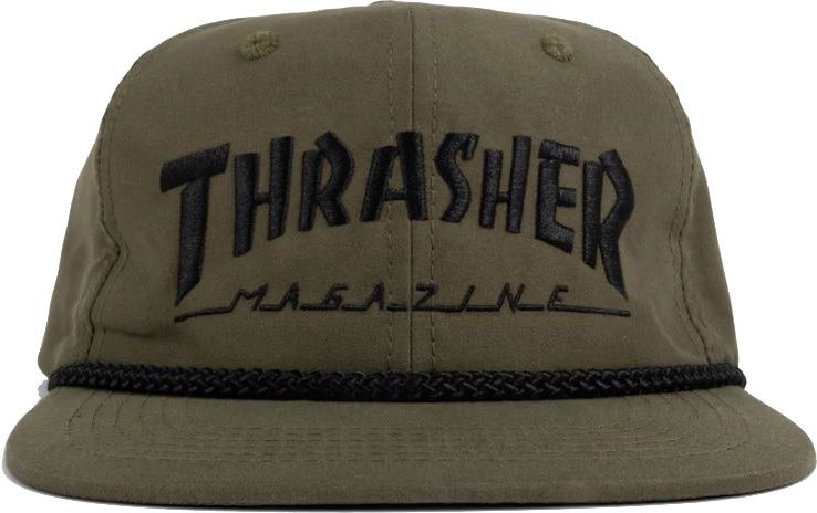 THRASHER ROPE SNAPBACK HAT, Color: Olive / Black