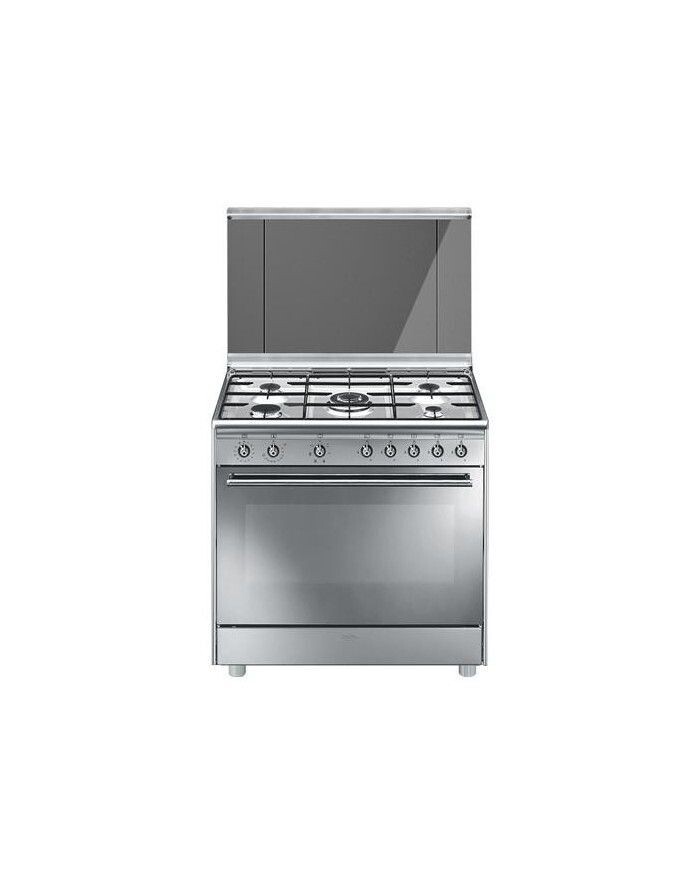 Cucina Elettrica SMEG 5 Zone Cottura Forno Elettrico Ventilato Classe A 90 X 60 Cm Colore Inox