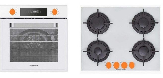 Forno Elettrico + Piano Cottura HOOVER Classe A Colore Vetro Bianco/Ghisa Cod: HSOT3161WY WIFI/HSGV64SMCWC